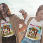 Personalized Besties Forever Sisters by Heart Beach Party Trip T-shirt Carnival Travel