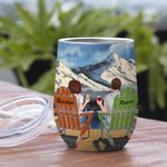 Personalized You and Me Couple Watch Snow Mountain Scenery Wine Tumbler Anniversary Easy to Clean