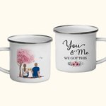 Personalized You and Me We Got This Couple by the Tree Enamel Mug with Handle Anniversary Valentine's Day Gifts for Her