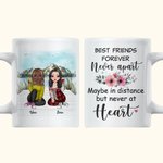 Personnalisé Best Friends Never Apart Mountain Lake View Tasse en céramique blanche Bestie Cadeaux pour femme pour le bureau et la maison