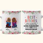 Personalised Best Bitches Keeping Each Other Sane Decorative Flower Border White Ceramic Mug Friendship Gifts Coffee Mug