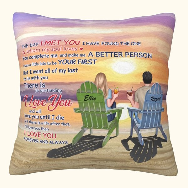 Spersonalizowany wiersz miłosny Kocham Cię Romantyczna plaża Zachód słońca Poszewka na poduszkę Sofa Decor