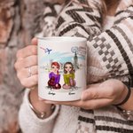 Personalized Best Bitches Keeping Each Other Sane Travel Theme White Ceramic Mug Bestie Gifts for Women Coffee Mug