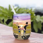 Bicchiere personalizzato di San Valentino per la coppia che guarda la spiaggia e l'amore per sempre