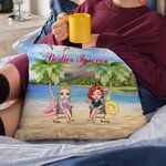 Personalised Girls Sisters Friendship Seaside Blue Sky Vacation Seagull Throw Pillow Cover Birthday Home Decoration