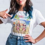 Personalized Best Besties Surfboard Car Travel Natural Beach Scenery T-shirt Party Daily Wear