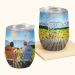 Personalized  Couple Love Each Other Drink Together Watch Sunflower  Wine Tumbler Anniversary with Insulation Effect