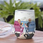 Personalised Couple Together Love Forever Seaside Wine Tumbler Anniversary Suitable for Hot and Cold Liquids