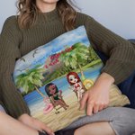 Personalised Best Friend Best Friend Girl Friendship Story Seaside Blue Sky Vacation Throw Pillow Cover Anniversary Home Decoration