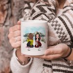 Personnalisé Best Friends Never Apart Mountain Lake View Tasse en céramique blanche Bestie Cadeaux pour femme pour le bureau et la maison