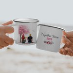 Taza esmaltada personalizada Juntos desde hace años Árbol rosa Dulce historia de amor 11oz Cumpleaños Navidad San Valentín