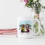 Personnalisé Best Friends Never Apart Mountain Lake View Tasse en céramique blanche Bestie Cadeaux pour femme pour le bureau et la maison