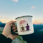 Personnalisé I Love You Forever Couple Sweet by the Tree Mug en émail Facile à nettoyer Cadeaux de la Saint-Valentin