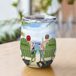 Personalized You and Me Couple Watch Snow Mountain Scenery Wine Tumbler Anniversary Easy to Clean