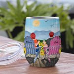 Personalized Couple Together I Love You Forever Sunflower  Wine Tumbler Valentine's Day 12oz