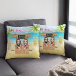 Personalised Girlfriend Friendship Story Seaside Flowers Kiosk Beach Throw Pillow Cover Anniversary Home Decoration
