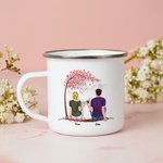 Personnalisé I Love You Forever Couple Sweet by the Tree Mug en émail Facile à nettoyer Cadeaux de la Saint-Valentin