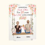 Personalised Couple Sitting on Swing Annoying Each Other Flower Decoration Acrylic Plaque Gifts for Couples Desk Ornament