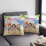 Personalised Surf Summer Landscape Seaside Sister Girls Friends Love  Throw Pillow Cover Birthday for Living Room