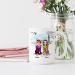 Personalized Best Bitches Keeping Each Other Sane Travel Theme White Ceramic Mug Bestie Gifts for Women Coffee Mug
