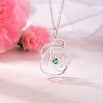 Personalized Sterling Silver Brass Mother and Child Necklace with Birthstone for Mother's Day or Newborn