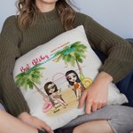 Personalized Best Friends Sisters Summer Sunset Cheer Throw Pillow Cover Best Friend Gift for Living Room