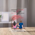 Personalised Couple Sitting Under Tree Flower Annoying Each Other Acrylic Plaque Girlfriend Gifts Desk Ornament