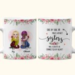 Tasse décorative en céramique blanche personnalisée côte à côte ou à des kilomètres l'une de l'autre Besties Will Always Be Connected By Heart