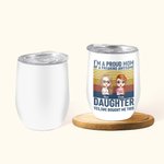 Personlig vinbeger med stolt mor og datter-familie Love Wine Tumbler Thanksgiving Day-gave egnet for varme og kalde væsker