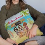 Personalized Best Friend Friendship Seaside The Waves Coconut Tree Throw Pillow Cover Birthday Home Decoration