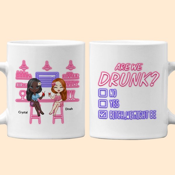 Personnalisé Are We Drunk Funny Friendship BFF White Ceramic Mug Girls Women BFF Birthday Coffee Mug