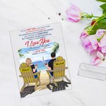 Personalized Couple Seaside Resort Holiday Couple on Beach Chairs Design Acrylic Plaque Valentine's Day Gift House Decorations