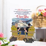 Personalised Snow Mountain Vacation Travel Couple on Chairs Acrylic Plaque Valentine's Day Gift Desk Ornament