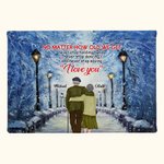 Personnalisé marche sur une journée enneigée scène romantique affiche sans cadre peinture anniversaire cadeau chambre décor