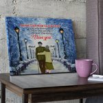 Personnalisé marche sur une journée enneigée scène romantique affiche sans cadre peinture anniversaire cadeau chambre décor
