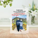 Plaque Acrylique Personnalisée Vieux Couple à Épouse Aimer plus longtemps Tournesol Grassland Décoration Acrylique Saint-Valentin