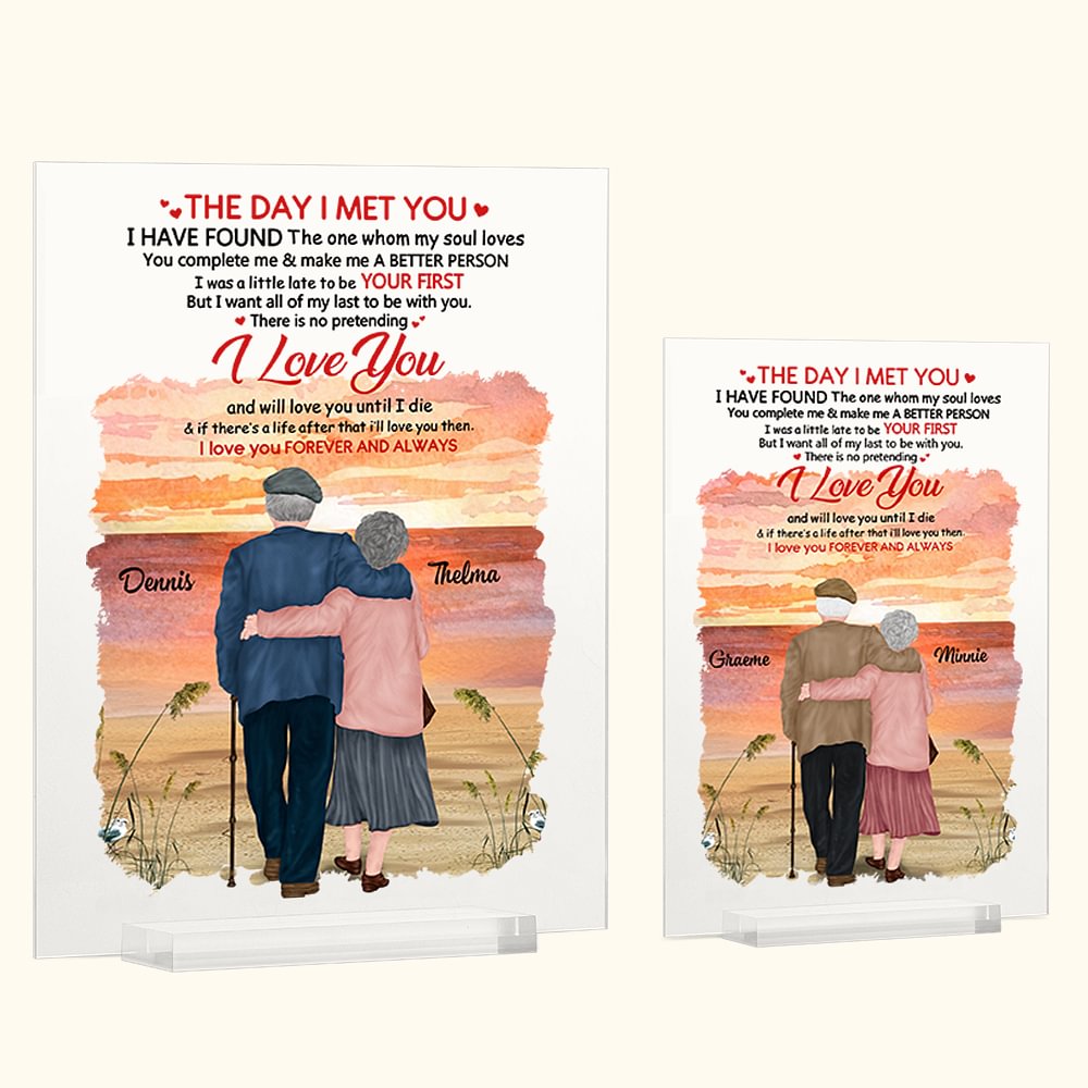 Personalisierte Soulmate Ich liebe dich Liebe Gedicht Sonnenuntergang Wolken Landschaft Acryl Plaque Jahrestag Geschenk Schreibtisch Ornament