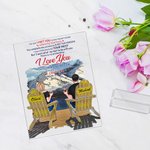 Personalised Snow Mountain Vacation Travel Couple on Chairs Acrylic Plaque Valentine's Day Gift Desk Ornament