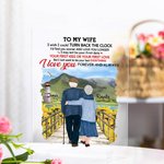 Plaque Acrylique Personnalisée Vieux Couple à Épouse Aimer plus longtemps Tournesol Grassland Décoration Acrylique Saint-Valentin