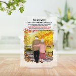 Plaque Acrylique Personnalisée Vieux Couple Confession Sincère Feuilles Tombées Décorations Maison Anniversaire