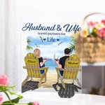 Personalized Travel Partners for Life Couple on Beach Chairs Holiday Acrylic Plaque Anniversary Gift Desk Ornament
