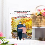 Plaque Acrylique Personnalisée Vieux Couple Accompagner Vies Ensemble Anniversaire Ornement de Bureau