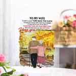 Plaque Acrylique Personnalisée Vieux Couple Confession Sincère Feuilles Tombées Décorations Maison Anniversaire
