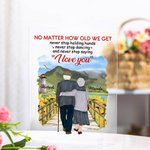 Personalised Old Couple Never Stop Holding Hands Forever Love Acrylic Plaque Anniversary Acrylic Decoration
