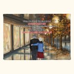 Personalized Couple Walk at Night with Autumn Leaves Poster Frameless Painting Valentine's Day Gift Wall Decor