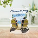 Personalized Travel Partners for Life Couple on Beach Chairs Holiday Acrylic Plaque Anniversary Gift Desk Ornament