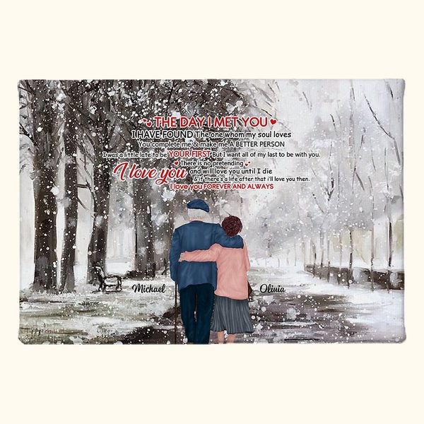 Personalizzato Ti Scelgo Vecchia Coppia Una Passeggiata Nel Bosco Di Neve Poster Senza Cornice Pittura Coppia Regalo Arte Murale Stampa