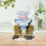 Personalized Couple Seaside Resort Holiday Couple on Beach Chairs Design Acrylic Plaque Valentine's Day Gift House Decorations