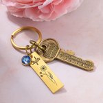 Personalisierte Namensgeburtsblume mit Birthstone Bar Schlüsselanhänger für ihr Geburtstagsgeschenk Muttertagsgeschenk