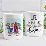 Personalized Life is Better with a Bestie Mountain Lake View White Ceramic Mug Bestie Gifts for Women for Office and Home